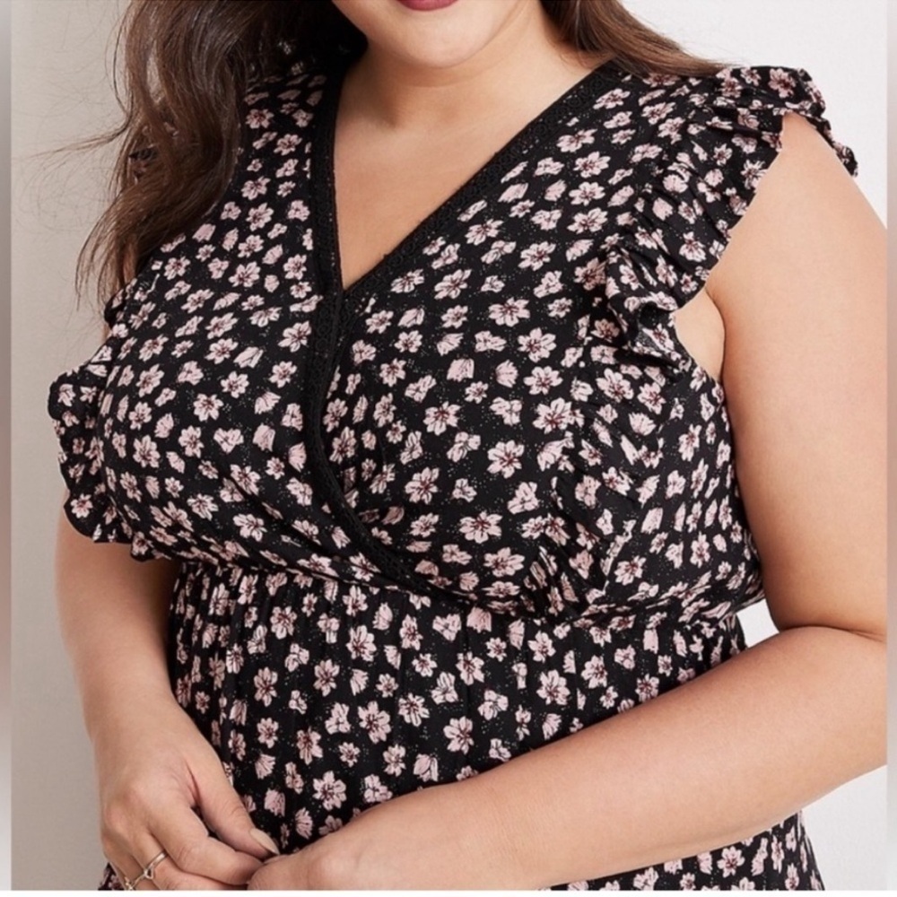 Floral Black and Pink Women's Dress